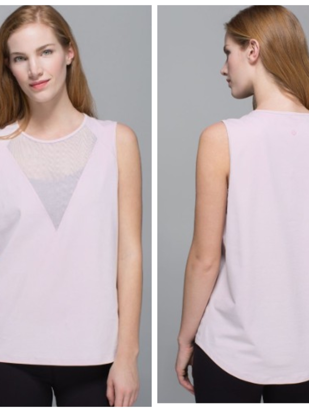 lululemon athletica Light Pink Sleeveless Tank with Mesh V-Neck